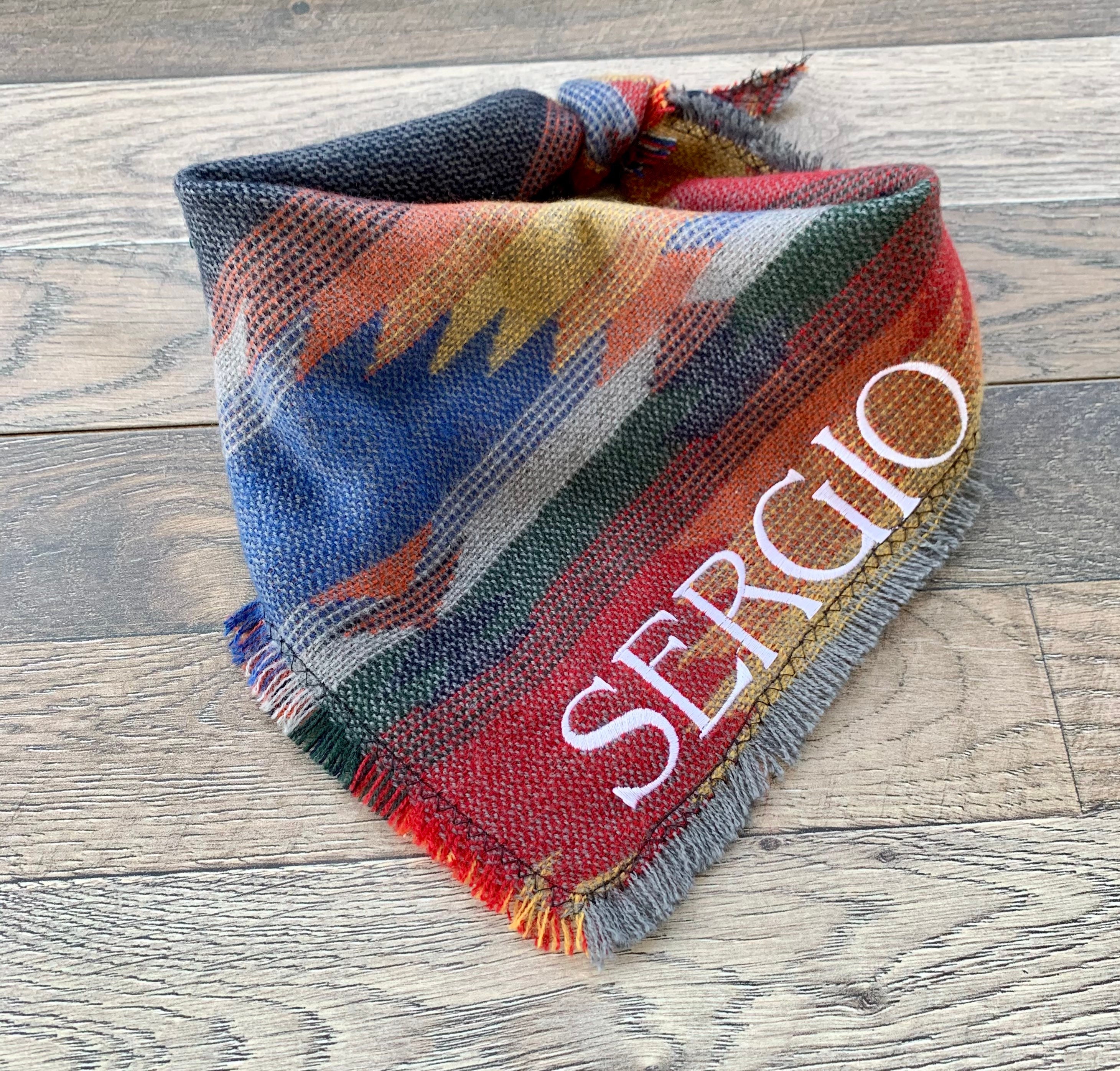 Southwest Dog Bandana TUCSON Tie On Frayed Fringe Etsy