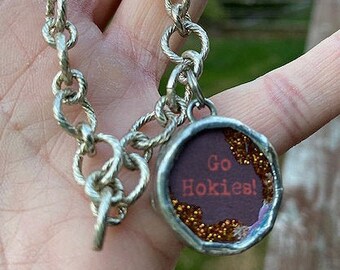 GO HOKIES/VT silver bracelet with pendant
