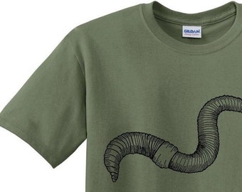 Earthworm T-Shirt - Army Green Nature Tee for Gardeners & Farmers - Unisex Soil Life Shirt - Plant a Tree with Purchase