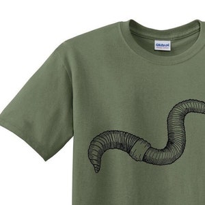 Earthworm T-Shirt - Army Green Nature Tee for Gardeners & Farmers - Unisex Soil Life Shirt - Plant a Tree with Purchase
