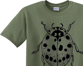 Green Lady Beetle T-Shirt - Pollinator Support Tee - Unique Nature-Inspired Insect Shirt for Gardeners & Bug Lovers