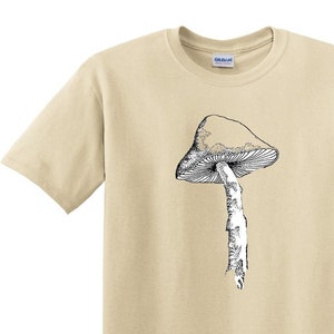 Pilz-Grafik-T-Shirt - Hellbraunes Natur-T-Shirt für Gartenarbeit und nachhaltige Landwirtschaft
