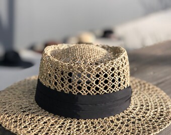 boater hat, straw hat, Panama hat, women’s straw hat, boho hat