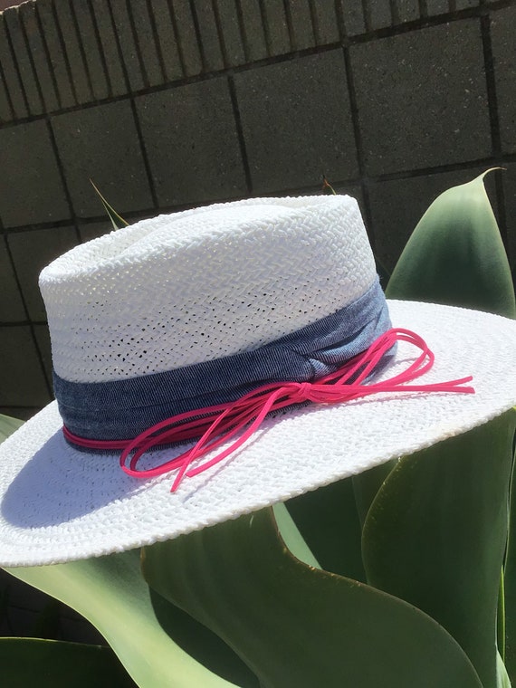 Classic gambler straw hat white straw hat summer hat Etsy
