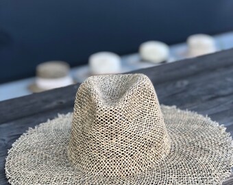 Handwoven Sun Hat With Frayed Edge. Light Weight, Wide Brim  display picture 1