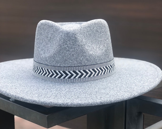 Gray Fedora Hat , Fedora Hat for Women, Gray Vegan Fedora , Wide Brim