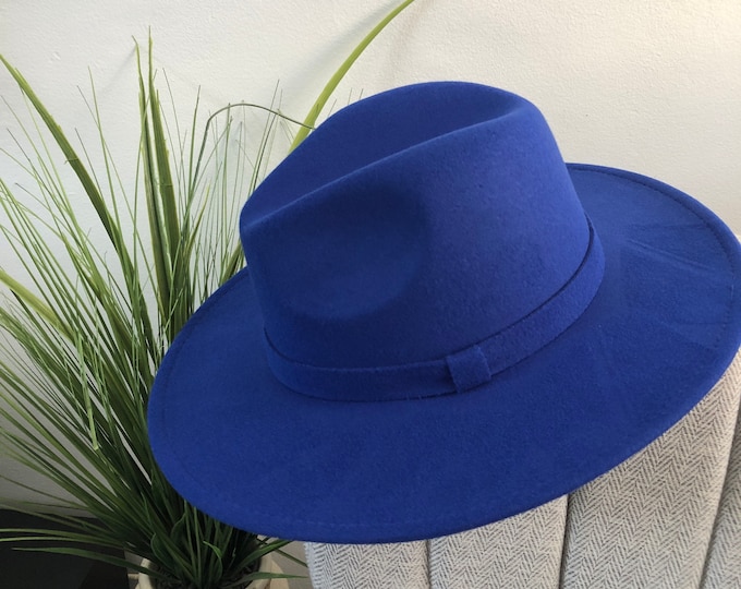Blue Fedora Blue Hat Womens Fedora Hat Fedora Hat Etsy