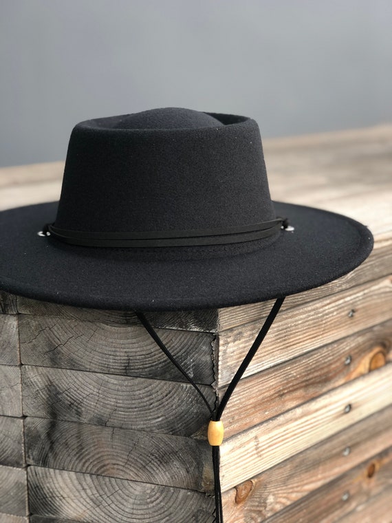 Chin Strap Vegan Boater Vegan Hat - Etsy