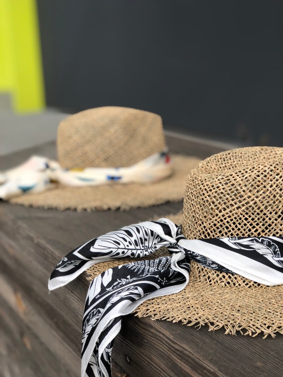 Handwoven Sea Grass Sun Hat, Frayed Edge Wide Brim Fedora - Etsy display picture 1