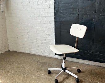 White on White Kevi Danish Teak Task Chair by Jorgen Rasmussen Rabami Stole