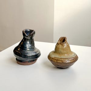 Vintage Earth Tone Hand Thrown Wonky & Imperfect Pottery Vases / Vessels.