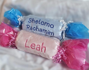 Candy Wrapped Hebrew Baby Blanket Customized Monogrammed Personalized