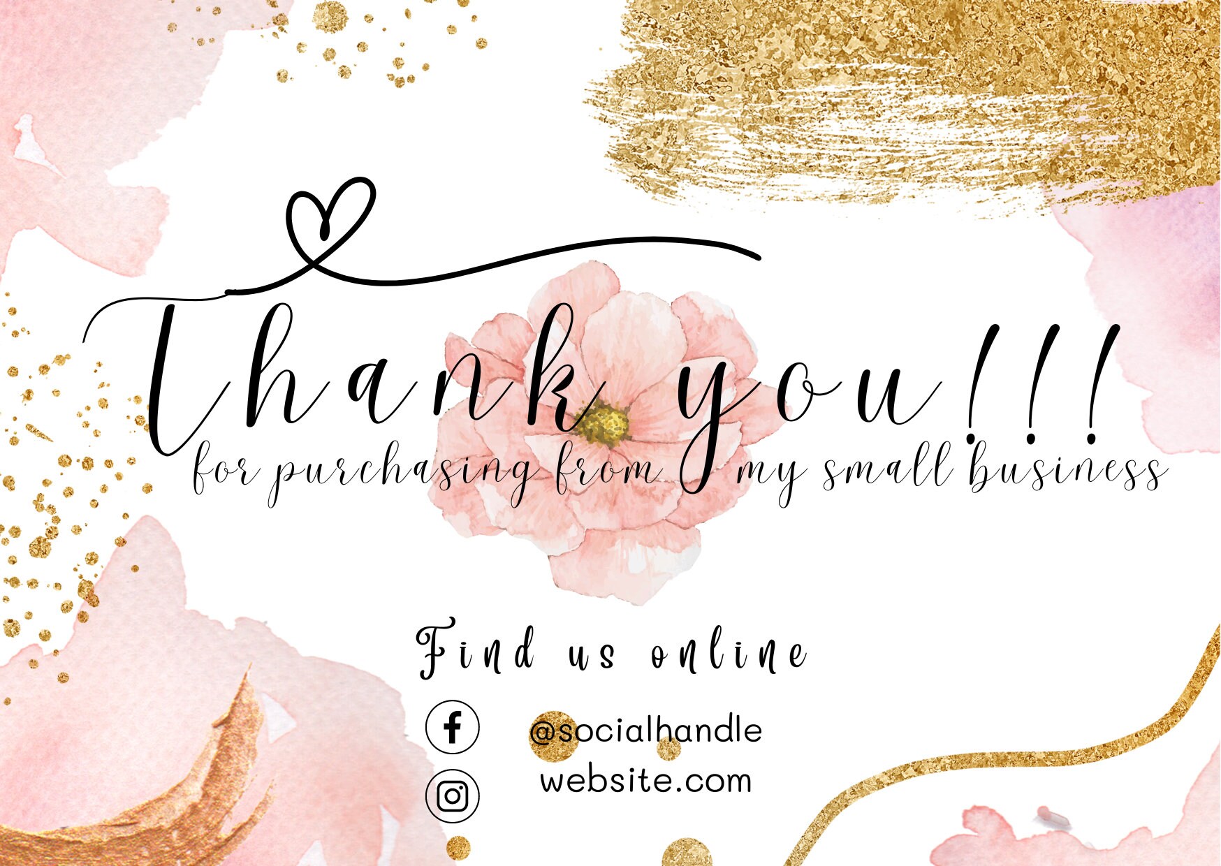 Thank You Card, Printable Thank You Card, Editable Thank You Card ...