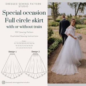 Circle skirt | Special Occasion Full Circle Skirt | Sizes EU34-46 UK8-20  US4-16 | Digital PDF | Instant Download