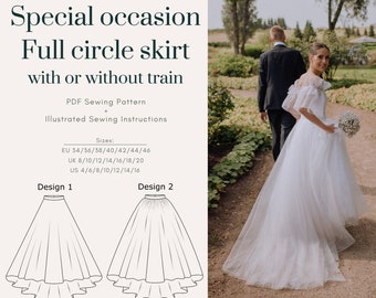 Circle skirt | Special Occasion Full Circle Skirt | Sizes EU34-46 UK8-20  US4-16 | Digital PDF | Instant Download