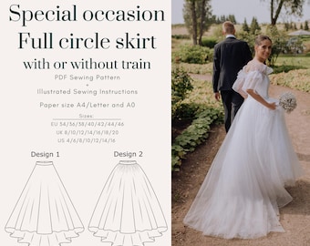 Circle skirt | Special Occasion Full Circle Skirt | Sizes EU34-46 UK8-20  US4-16 | Digital PDF | Instant Download