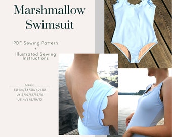 Swimsuit PDF Sewing Pattern | Marshmallow Swimsuit | Sizes EU34-42 UK8-16  US4-12 | Digital PDF | Instant Download