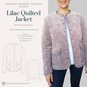 Quilted Jacket PDF Sewing Pattern | Sizes EU34-42 UK8-16  US4-12 | Digital PDF | Instant Download