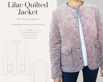 Gesteppte Jacke PDF Schnittmuster | Größen EU34-42 UK8-16 US4-12 | Digitales PDF | Sofort Download