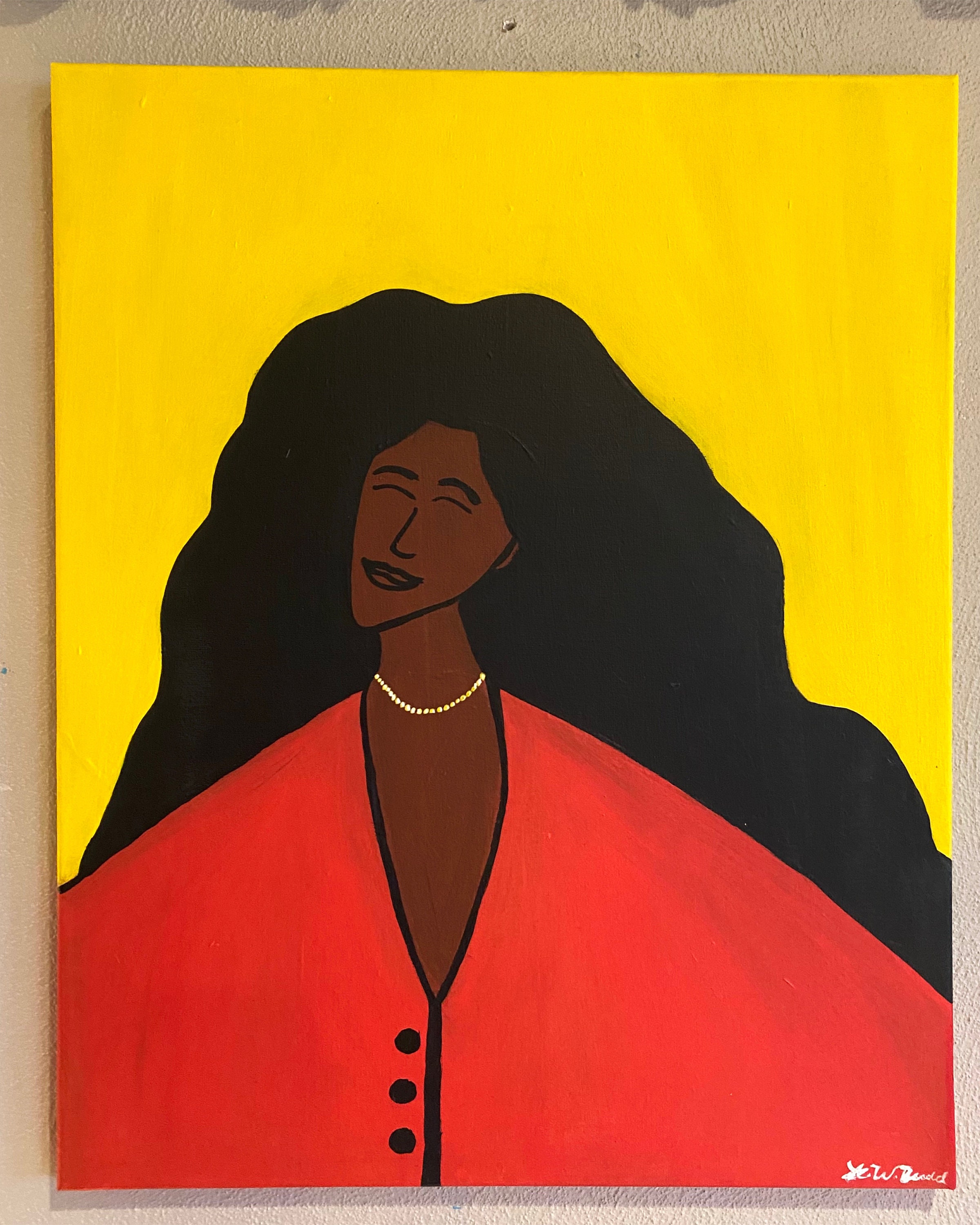 Black Woman Simple Art Contentment 16x20 art Etsy