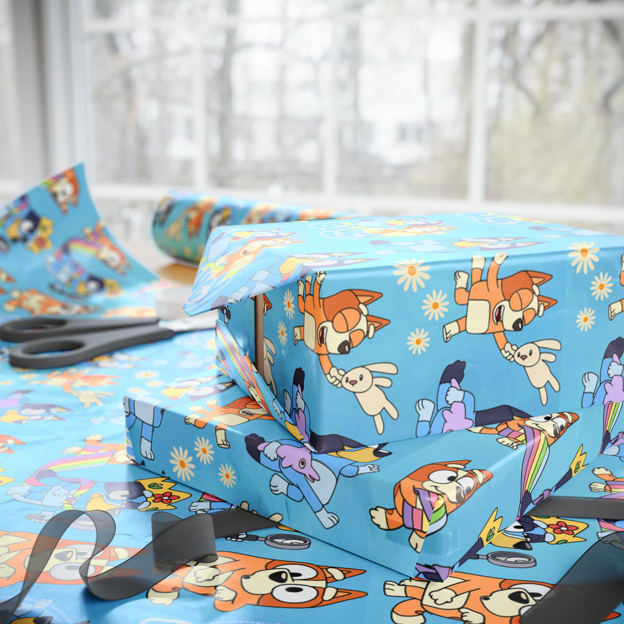 Bluey Birthday Christmas Wrapping Paper Bluey Bingo Gift Wrap Cute Kids ...