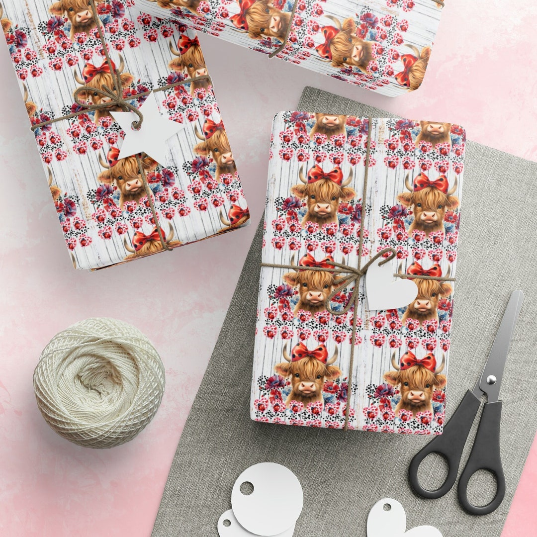 Baby Highland Cow Wrapping Paper Unique Gift Wrap Birthday Etsy