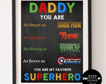 Father's Day Gift, Chalkboard Sign, Dad, Daddy, Father, Papa, Family, Children, Happy Father's Day, Favorite Dad, Avengers, Avengers Sign