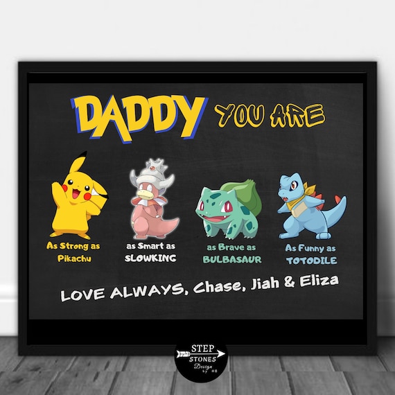 Father's Day, PDF, Father's Day Gift, Father, Dad, Digital Print, Happy Father's Day, Pokemon, Pikachu, Daddy, Papa, Daddy, Pokemon Print