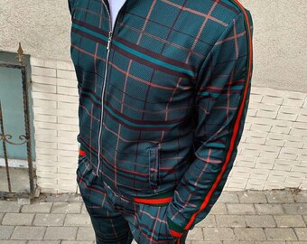 nike red and black checkered tracksuit