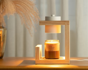 LUXGARDEN Wooden Candle Warmer Lamp with Timer and Dimmer, Candle Lamp, Candle Warmer Light, Candle Melting lamp, Wax Lamp, Wax Melt Warmer