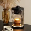 LUXGARDEN Candle Warmer Lamp with Timer and Dimmer, Top Down Candle Warmer Lamp, Wax Melt Lamp, Lantern Style, Metal & Wood Collection