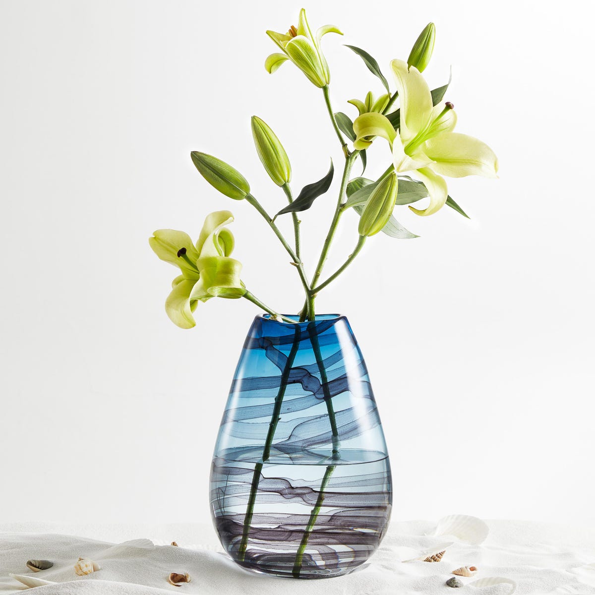 LUXGARDEN Ocean Blue Vase, Hand Blown Glass Vase, Handcrafted Vase, Blue Galaxy Vase, Glass Ocean Waves Vase, Midnight Sea Blue Waves Vase - Etsy