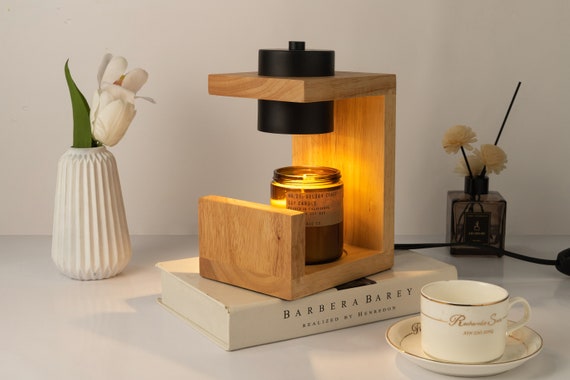 LUXGARDEN Electric Candle Warmer Lamp Wood Lamp Candle Wax Melt