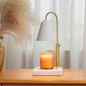 LUXGARDEN Candle Warmer Lamp with Timer and Dimmer, Candle Lamp, Candle Warmer Light, Candle Warming Lamp for Scented Candles, White Marble
