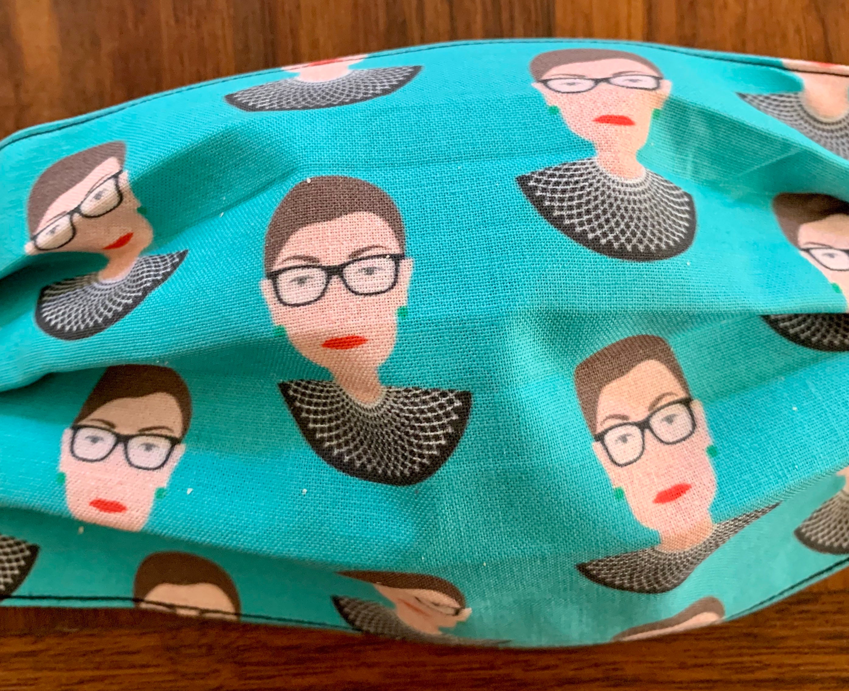 RBG Face Mask Teal Ruth Bader Ginsburg Face Mask Two Layer Etsy