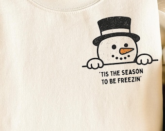 Imagen PNG de un muñeco de nieve asomándose / Diseño navideño de invierno (Descarga digital)
