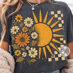 Boho bloemenzon PNG, verweerde herfstclipart (digitale download)