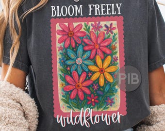 Wildblumen PNG: Boho Shirt Design, Retro Gänseblümchen Clipart (digitaler Download)