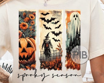 Retro Halloween PNG Clipart: Ghost, Pumpkin, Haunted House (Commercial Use Allowed)