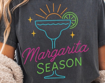 Margarita Season PNG: Neon Cocktail Graphic for Summer Shirts (Digital Download)