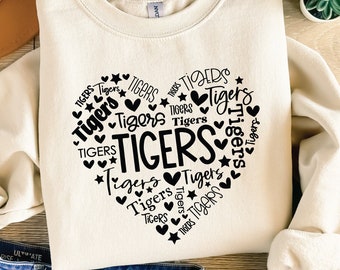 Tigers School Spirit SVG: Mascot Logo, Cricut Silhouette Files (Digital Download)