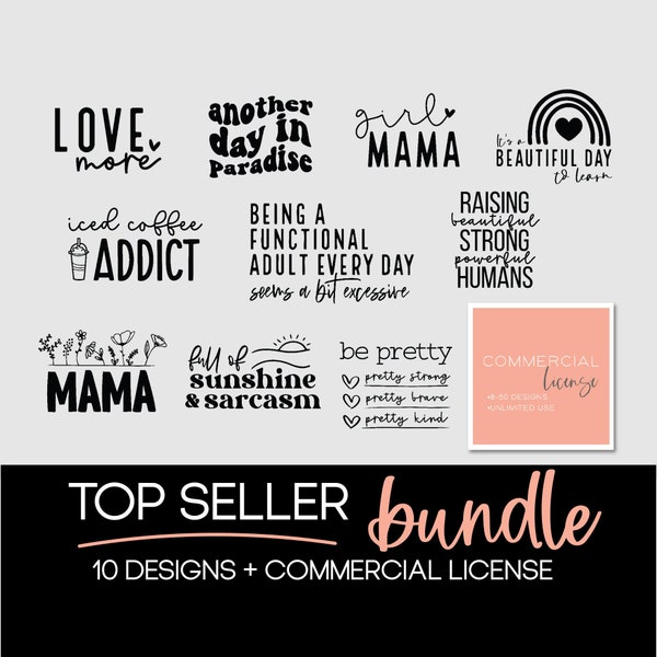 Top Sellers Svg Bundle | Commercial License Included | 10 Designs | Small Business Starter Pack | Cricut | Sublimation | Best Sellers