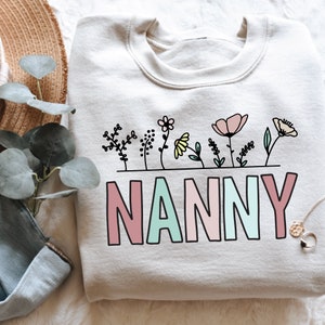 Nanny PNG, Grandma Sublimation Design File, Mom PNG, Mother's Day Gift, Grandma T-Shirt File, Screen Print Transfer, Digital Download