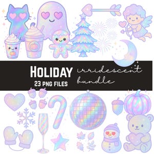 Iridescent Ghost Pumpkin PNG Bundle: Halloween Sublimation Designs (Digital Download