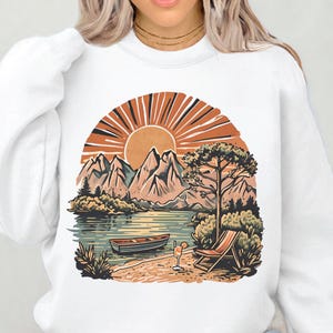 Lake Scene Shirt PNG: Summer Vacation Design (Digital Download)