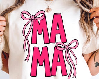 Mamá PNG Lazo rosa coqueto, Diseño de camiseta de mamá, Gráfico del Día de la Madre