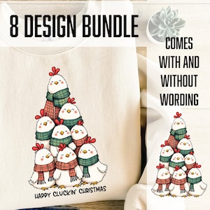 Frohe Weihnachten Png-Bundle, lustige Weihnachtssublimation, Frohe Weihnachten Hühner Png Hoodie, Hemd, Tasse Winterurlaub Png Design