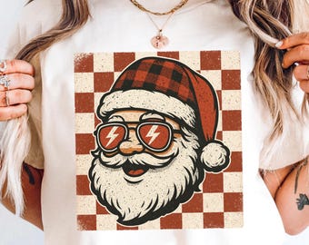 Retro Santa PNG: Vintage Christmas Shirt Design (Digital Download, Commercial Use Allowed)