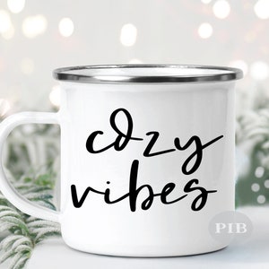 Cozy Vibes SVG Cut File: Winter Sign, Coffee Mug Design (Digital Download) image 2