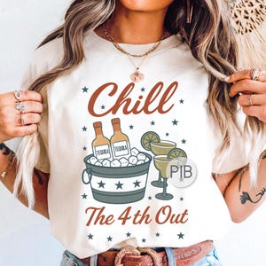 Chill the 4th Out PNG, Funny Patriotic Tequila Margarita Shirt Design, 4th of July Sublimation File, Red White and Boozy Party Graphic Png